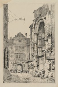 Facsimiles van schetsen gemaakt in Vlaanderen en Duitsland: Thein Kerk, Praag, 1833 door Samuel Prout