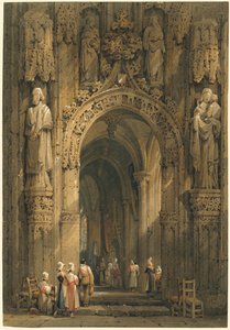 Interieur van een kathedraal door Samuel Prout