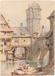 Wasvrouwen voor de Wasserturm, Neurenberg door Samuel Prout