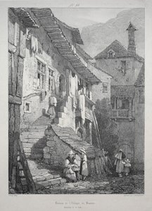 Ruïnes van de abdij van Baume. Binnenplaats door Samuel Prout