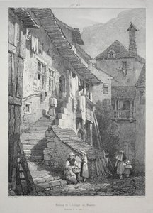 Ruïnes van de abdij van Baume. Interieur van de binnenplaats door Samuel Prout