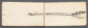 Schetsboek: "Landschap met zeilboten" door Samuel Prout