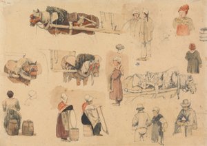 Schetsen van Boeren en Werkpaarden