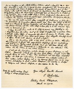 Brief van Samuel Richardson, 22 maart 1754 door Samuel Richardson