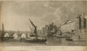 Een uitzicht op de Westminster Bridge met aangrenzende delen zoals in het jaar 1760