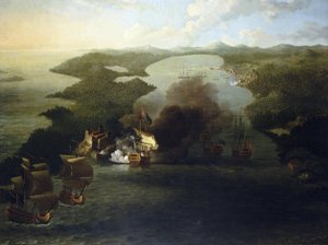 Koloniale oorlogen van Spanje: verovering van Porto Bello (of Puerto Bello), 21 november door Samuel Scott