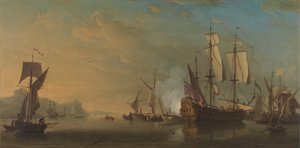Schepen bij Dover door Samuel Scott