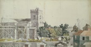 Twickenham-kerk onder steigers door Samuel Scott