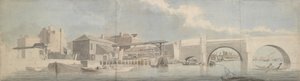 Westminster Bridge, de Surrey-kant, ca. 1750 door Samuel Scott