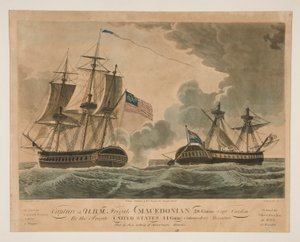 Verovering van H. B. M. Fregat Macedonian door Verenigde Staten door Samuel Seymour