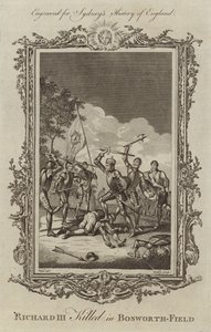 Koning Richard III gedood in Bosworth Field door Samuel Wale