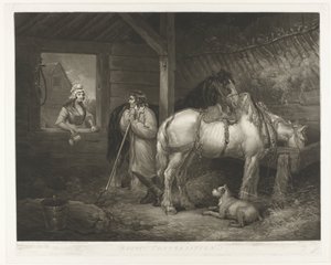 Gesprek in de stal door Samuel William Reynolds (I)