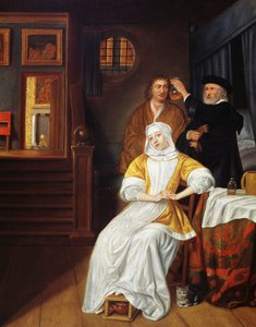 Een Dokter Bezoekt een Jonge Dame in een Slaapkamer
