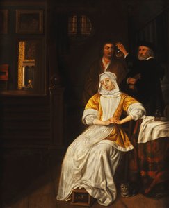 Een dokter bezoekt een jonge dame in een slaapkamer