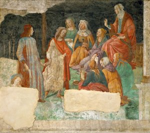 Een jonge man wordt geïntroduceerd bij de zeven vrije kunsten door Sandro Botticelli