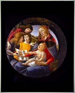 Maagd en Kind met drie engelen, ook wel Madonna van de Magnificat genoemd door Sandro (1444/5 1510) Botticelli