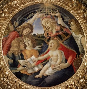 Madonna van de Magnificat of Maagd met Kind en vijf engelen door Sandro Botticelli