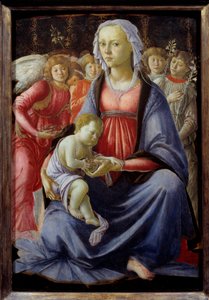 Maagd en Kind omringd door vijf engelen door Sandro Botticelli