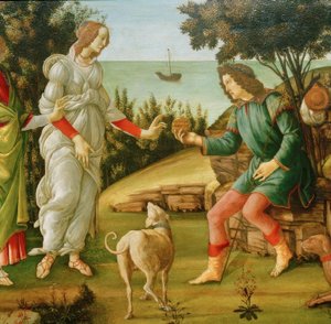 Het oordeel van Paris (Venus en Paris) door Sandro Botticelli