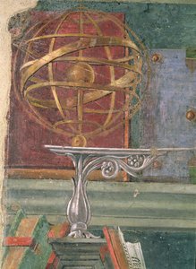 Detail van St. Augustinus in zijn studeerkamer met een armillarium