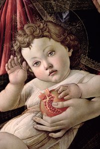 Detail van het Christuskind van de Madonna van de Granaatappel