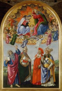 Kroning van Maria met vier heiligen door Sandro Botticelli