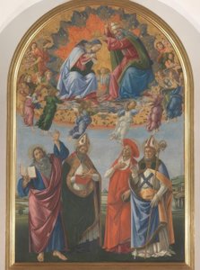 Kroning van Maria met vier heiligen