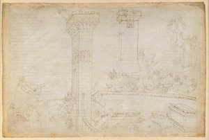 La Divina Commedia, Inferno VIII. Vergilius en Dante in de vijfde cirkel van de hel: de woedenden in de Styx; voor de poorten van de stad Dis door Sandro Botticelli