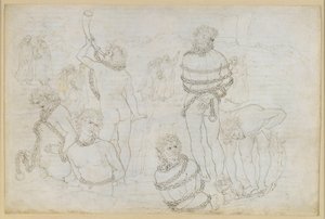 La Divina Commedia, Inferno XXXI. Achtste cirkel van de hel (Malebolge): De strijd van de reuzen – Pozzo dei Giganti door Sandro Botticelli