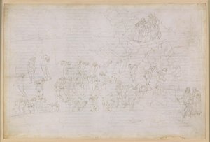 La Divina Commedia, Inferno XX. Vergilius en Dante in de achtste cirkel van de hel (Malebolge), 4e bolgia: de bestraffing van tovenaars en waarzeggers; ontmoeting met Manto door Sandro Botticelli