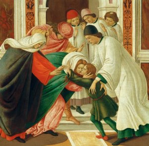 Leven en wonderdaden van de heilige Zenobius (Opwekking van de doden) door Sandro Botticelli