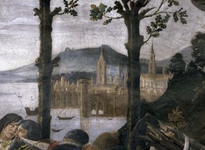 De reiniging van de melaatse en de verzoeking van Christus, in de Sixtijnse Kapel (detail)