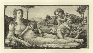 Venus liggend met Cupido door Sandro Botticelli