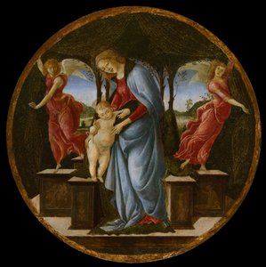 Maagd en kind met twee engelen door Sandro Botticelli