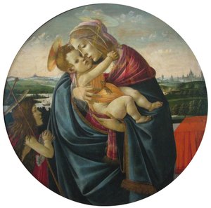 Maagd en kind met Johannes de Doper door Sandro Botticelli and workshop