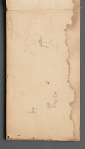 Schetsboek, pagina 02: Figuur in een Landschap met Hond door Sanford Robinson Gifford