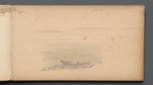 Schetsboek, pagina 04: Zeegezicht met kleurnotities