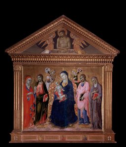 Maagd en kind met St. Jacobus, Filippus, Anna en Maria Magdalena door Sano di also Ansano di Pietro di Mencio Pietro