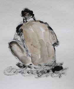 Expressieve schets van een naaktfiguur