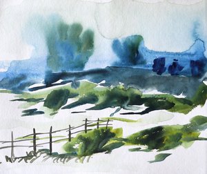 Mistig plattelandlandschap