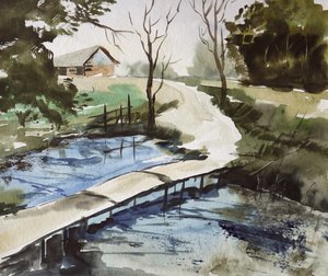 Rustieke brug op het platteland