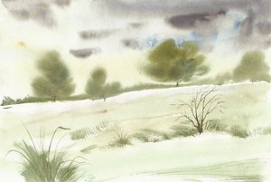 Rustig aquarellandschap