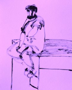 Nadenkende zittende figuur