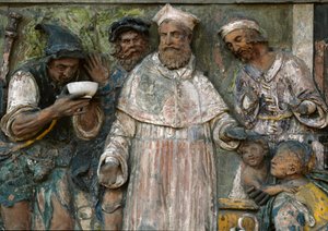 De Zeven Werken van Barmhartigheid, geef een dorstige te drinken door Santi Buglioni