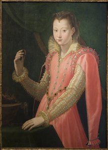 Portret van een jonge vrouw als Portia Catonis door Santi di Tito