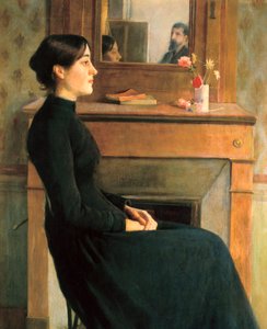 Portret van een vrouw, schilderij door Santiago Rusinol y Prats