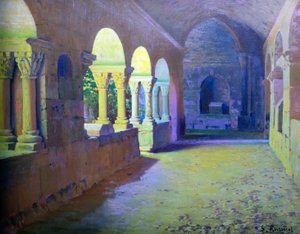 De Romaanse klooster door Sant Benet de Bages - Schilderij door Santiago Rusiñol y Prats (1861-1931) 1907 Madrid, collectie Banco Santander.