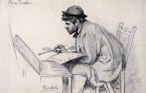 Portret van Pere Ferran Schilderend