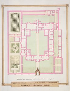 Grondplan van het Oude Huis in Hatfield in de Tijd van Koningin Elizabeth uit 