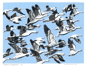 Eschers inspiratie, 2017 (Linosnede) door Sarah Drummond